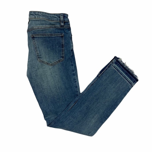 FREE PEOPLE Kentucky Blue Released Side Slit Raw Hem Jeans - Picture 5 of 10